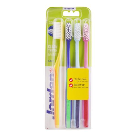 Jordan Classic Clean Teeth & Gum Toothbrush Medium 4-Pack, 10209