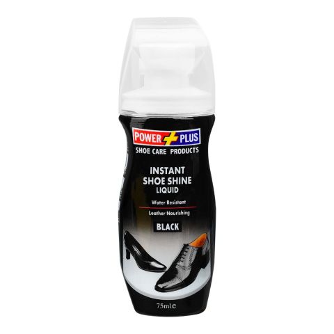 Power Plus Black Shoe Polish Liquid, 75ml