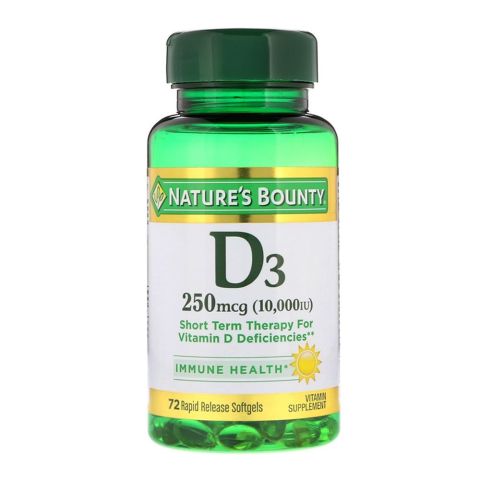 Nature's Bounty Vitamin D3 250mcg 10000 IU, 72 Rapid Release Softgels