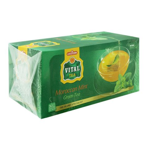 Vital Enveloped Moroccan Mint Green Tea Bags, 30-Pack