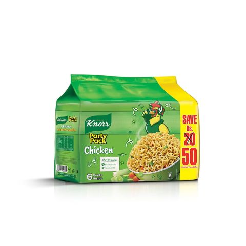 Knorr Noodles Chicken Party Pack, No Added Colors or Preservatives, One Serve 50g, 6-Packs Inside