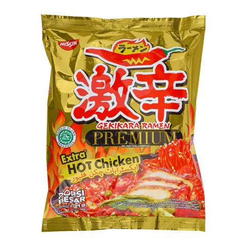 Nissin Premium Extra Hot Chicken Ramen Noodles, 121g