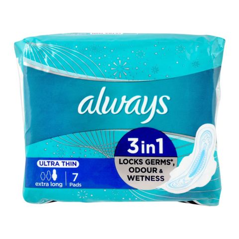 Always 3in1 Herbal Freshness Ultra Thin Extra Long Pads, 7-Pack