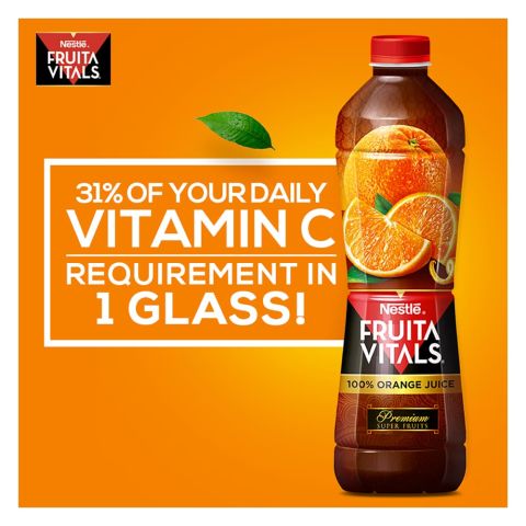 Nestle Fruita Vitals 100%  Orange Juice,  1 Liter