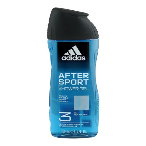 Adidas After Sport Hydrating With Cool & Aromatic Fragrance 3in1 Hair,Face & Shower Gel, 250ml