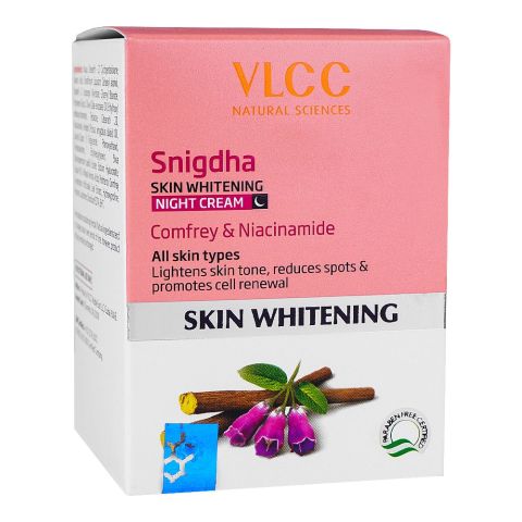 VLCC Natural Sciences Snigdha Skin Whitening Night Cream, For All Skin Types, Niacinamide, 50g