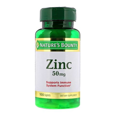 Nature's Bounty Zinc 50mg, 100 Caplets, Dietary Supplement