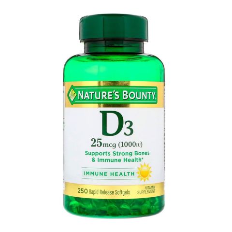 Nature's Bounty Vitamin D3 25mcg 1000 IU, 250 Rapid Release Softgels