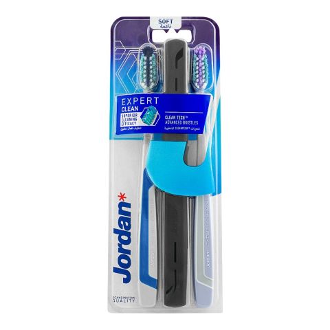 Jordan Expert Clean Tech Advanced Toothbrush With Case, Soft, 2-Pack