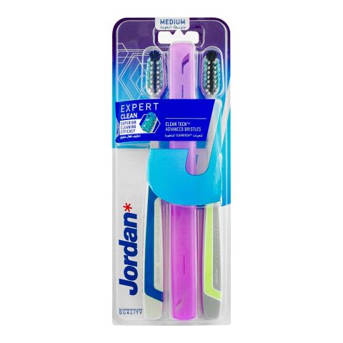 Jordan Expert Clean Tech Toothbrush With Case, Medium, 2-Pack