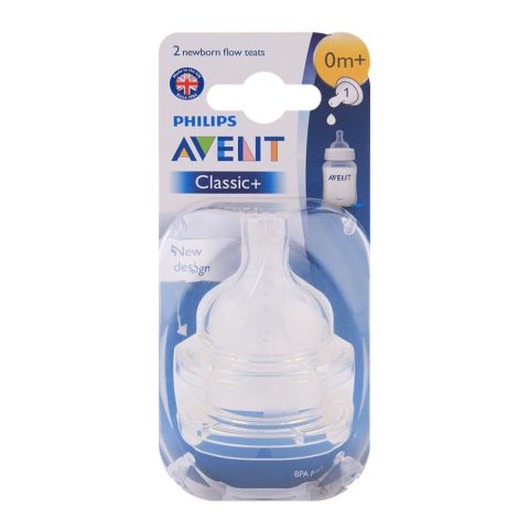Avent Classic Silicone Teat 2-Pack 0m+ New Born Flow - SCF631/27