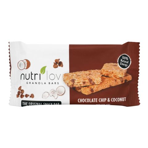 Nutri Lov Granola Bars, Chocolate Chip & Coconut, 45g