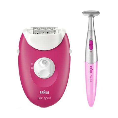 Braun Silk Epil 3, Legs & Body Epilator & Bikini Trimmer, Red and White, 3420