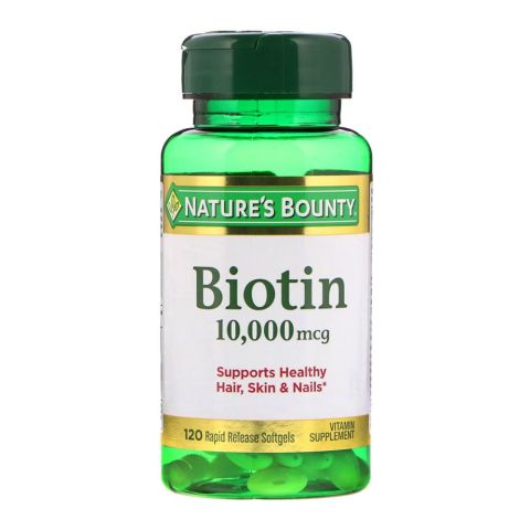 Nature's Bounty Biotin 10,000mcg, 120 Softgels, Vitamin Supplement