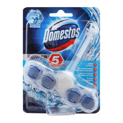 Domestos Power 5 Toilet Rim Block Hanger, Ocean, 55g