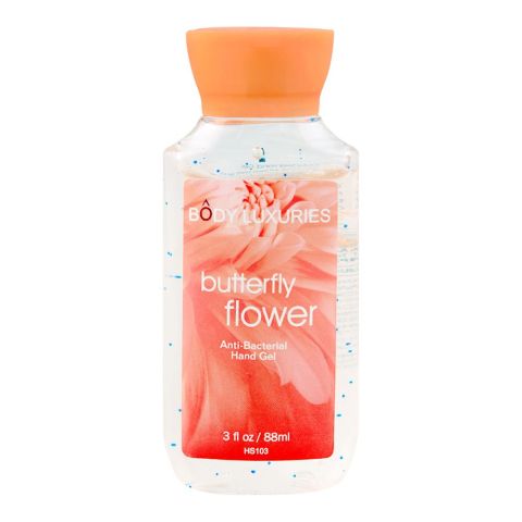 Body Luxuries Anti-Bacterial Hand Gel Sanitizer, Butterfly Flower, 88ml