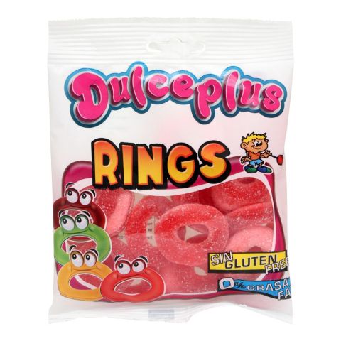 Dulceplus Sour Strawberry Rings Jelly, Gluten Free, Pouch, 100g