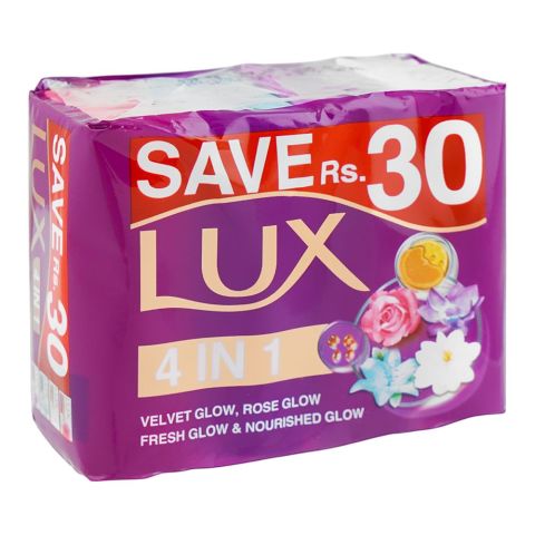 Lux Velvet Glow Rose Nourished Soap Pack, 4 x 98g