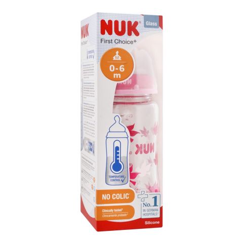Nuk First Choice+ Glass Feeding Bottle, 0-6m, 10745121, 240ml