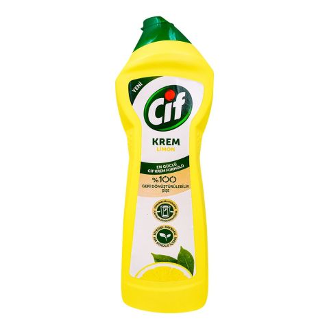 Cif Lemon Cream Cleaner, 100% Natural Cleaning Particles, 750ml