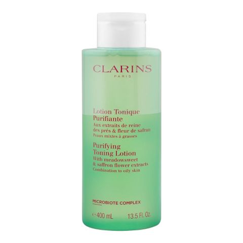 Clarins Paris Meadowsweet & Saffron Flower Purifying Toning Lotion Combination To Oily Skin, Combination To Oily Skin, 400ml