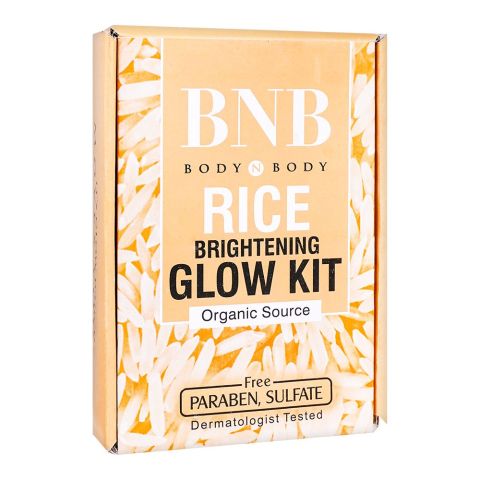BNB Organic Source Rice Brightening Glow Kit, Face Wash+Scrub+Mask, Paraben and Sulfate Free, Dermatologist-Tested