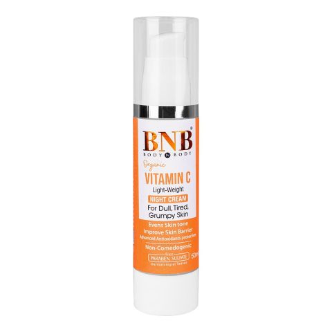 BNB Organic Vitamin C Lightweight Night Cream, Paraben & Sulphate Free, 50ml