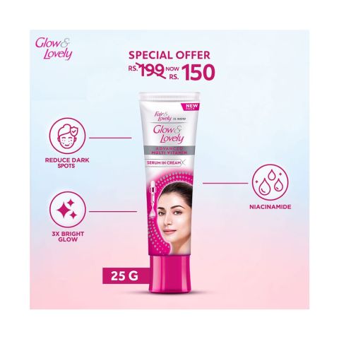 Fair & Lovely Is Now Glow & Lovely Advanced Multi Vitamin Serum In Cream, 25g, Special Offer Rs.150/-