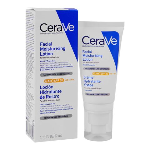 Cerave Facial Moisturizing Cream With 3 Essential Ceramides, For Normal To Dry Skin, SPF-30, 52ml