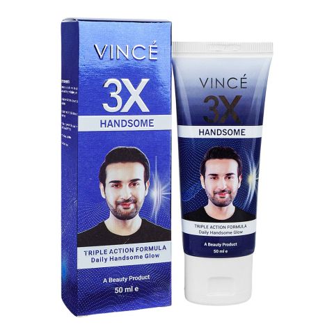 Vince Men's 3X Handsome Cream With Vitamin B3, Non-Greasy, Paraben-Free, Vegan, 50ml