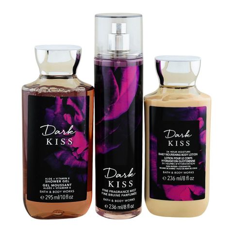 Bath & Body Works Dark Kiss Gift Set: Shower Gel, Body Lotion & Fragrance Mist, 3-Pack