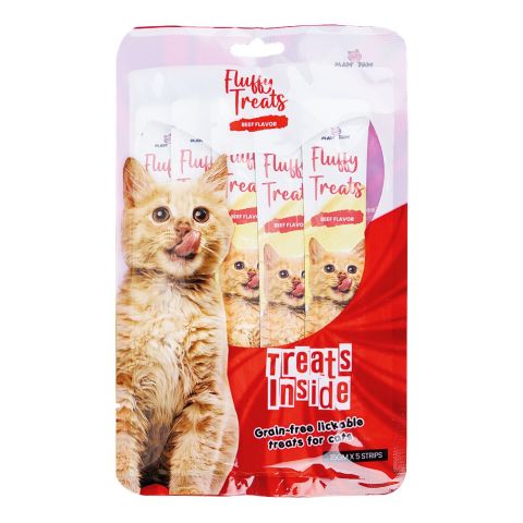Maw & Paw Fluffy Treats For Cats, Beed Flavor, Grain Free, 15g x 5 Strips