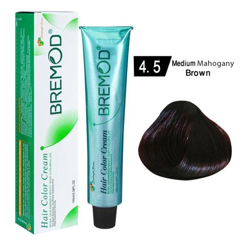 Bremod Hair Color Cream - Salon Quality Hair Dye, 100ml, 4/5 Medium Mahogany Brown