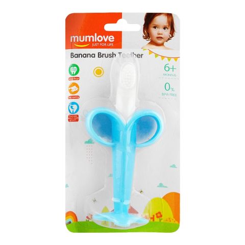 Mum Love Banana Brush Teether, BPA Free, For 6+ Months, Blue, A004