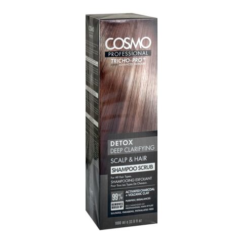 Cosmo Professional Detox Deep Clarifying Shampoo Scrub, Sulphate & Paraben Free, For All Hair Types, 1000ml