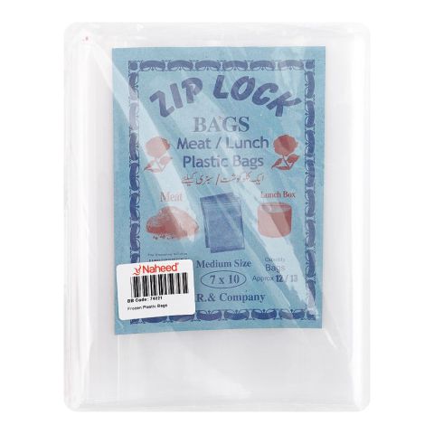 AR Zip Lock Bags, Shoppers, Medium, 7x10 inches, 1kg Capacity, White, approx. 12/13 Pieces