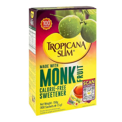 Tropicana Slim Monk Fruit Calorie-Free Sweetener, 100-Sachets