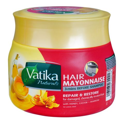 Dabur Vatika Repair & Restore Hair Mayonnaise, For Damaged & Chemically Treated Hair, 500ml