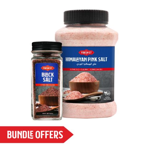 Fresh Street Himalayan Pink Salt 1.25kg + X-Fine Black Salt 125g, Bundle Offer