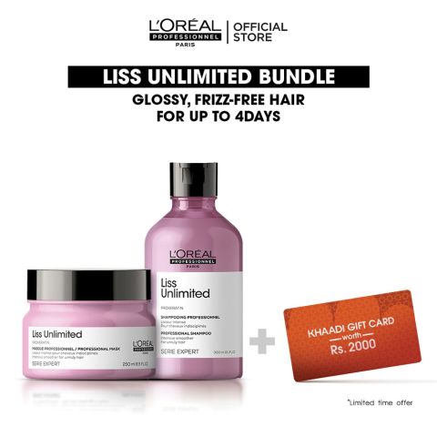 L'Oreal Professionnel Liss Unlimited 300ml Shampoo & 250ml Mask, Bundle Offer