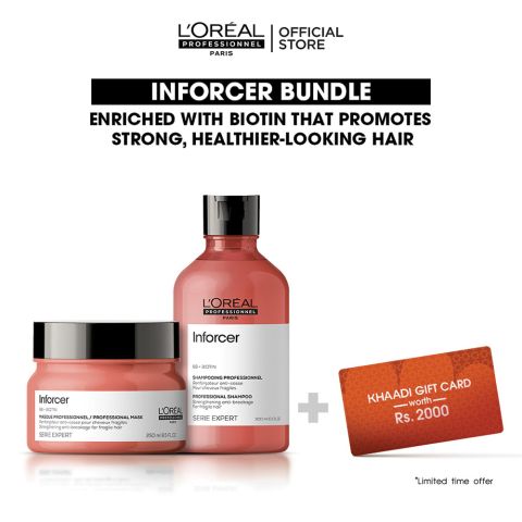 L'Oreal Professionnel Inforcer 300ml Shampoo & 250ml Mask, Bundle Offer