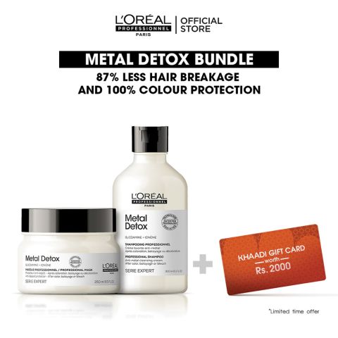 L'Oreal Professionnel Metal Detox 300ml Shampoo & 250ml Mask, Bundle Offer