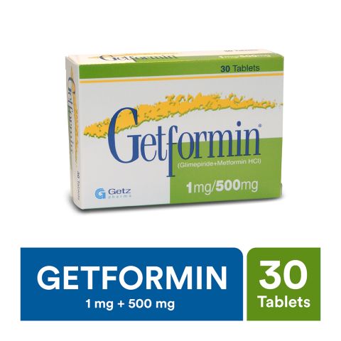 Getz Pharma Getformin Tablet, 1mg + 500mg, 30-Pack
