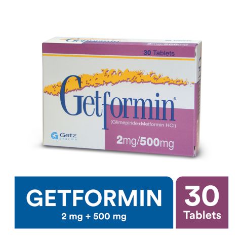 Getz Pharma Getformin Tablet, 2mg + 500mg, 30-Pack