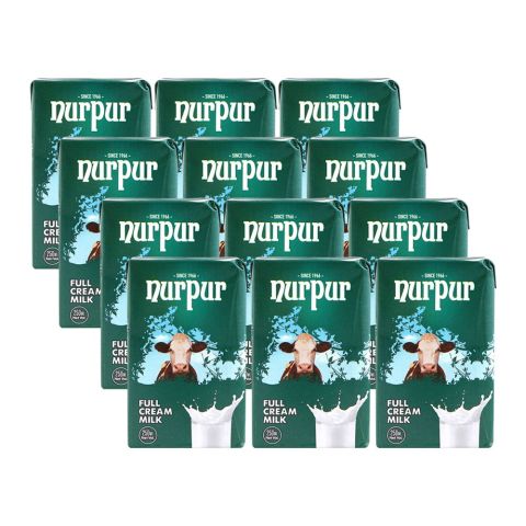 Nurpur Full Cream Milk Tetra Pack, 250ml Each, 12-Pack