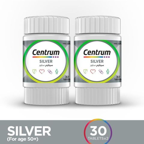 Centrum Silver 50+, Men & Women, Multivitamin Supplements, 30-Tablets Each, 2-Pack Bundle Offer