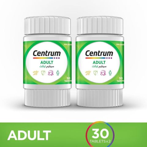 Centrum Adult 18-50 Age, Men & Women Multivitamin Supplements, 30-Tablets Each, 2-Pack Bundle Offer
